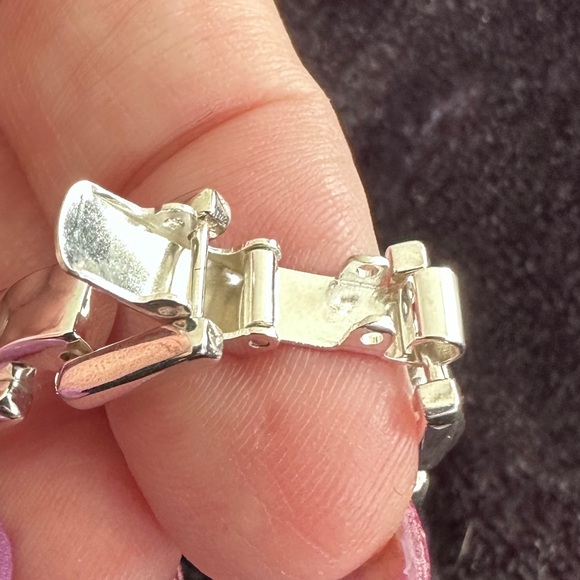 Pink opal and sterling silver bracelet - Picture 12 of 14